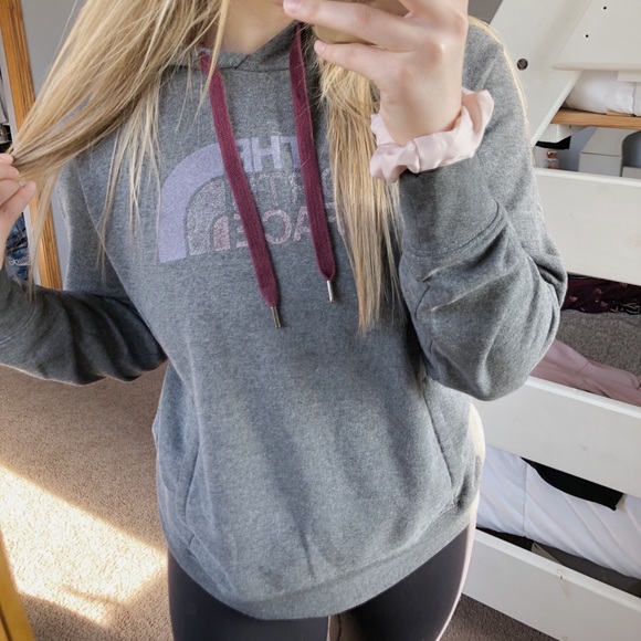 North-face Gray and Burgundy Hoodie- MED - Picture 5 of 7